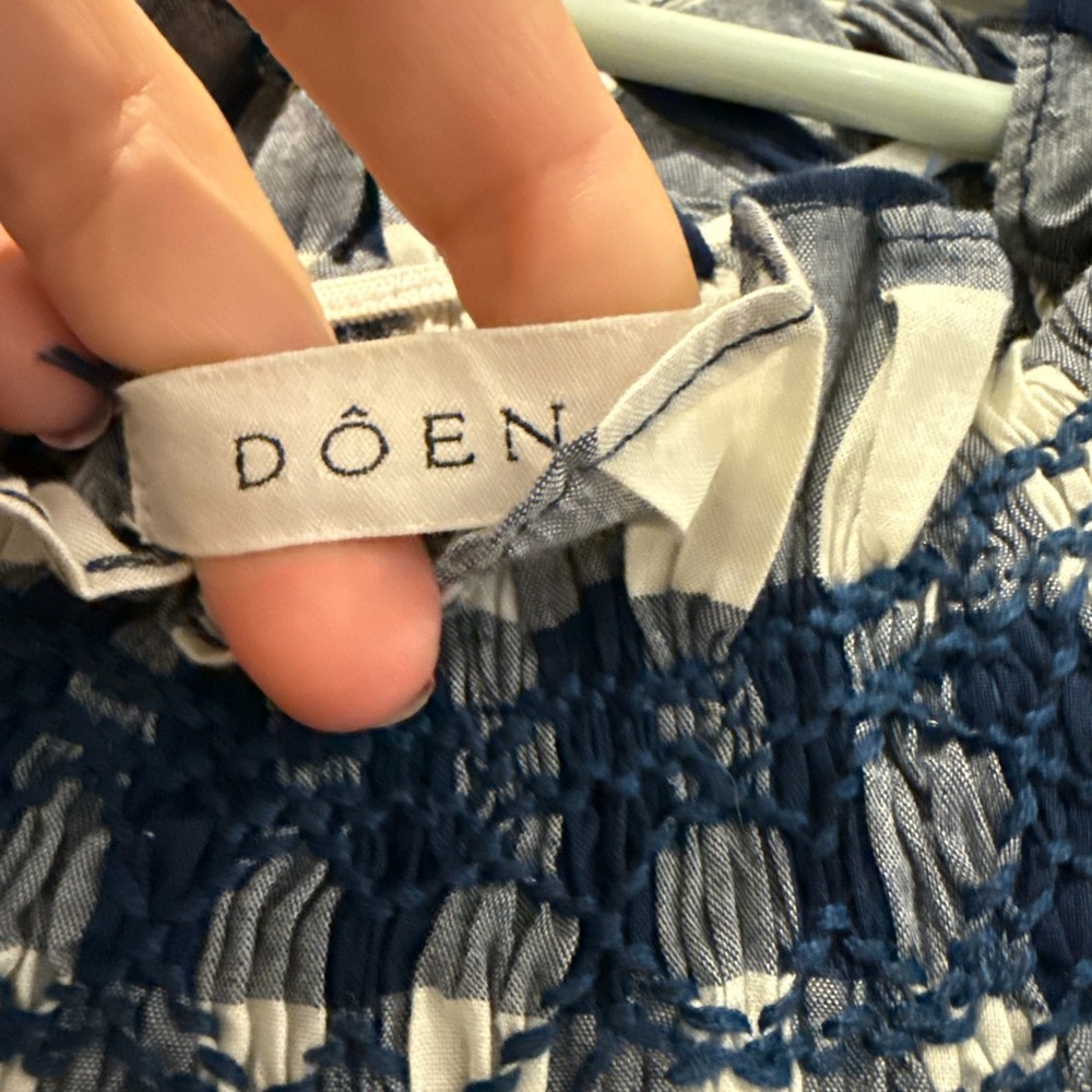 DOEN x HTH Whisper Dress in Navy Gingham - Picture 4 of 9